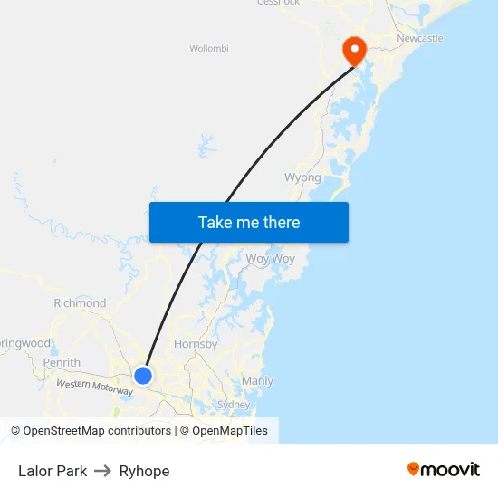 Lalor Park to Ryhope map