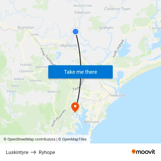 Luskintyre to Ryhope map