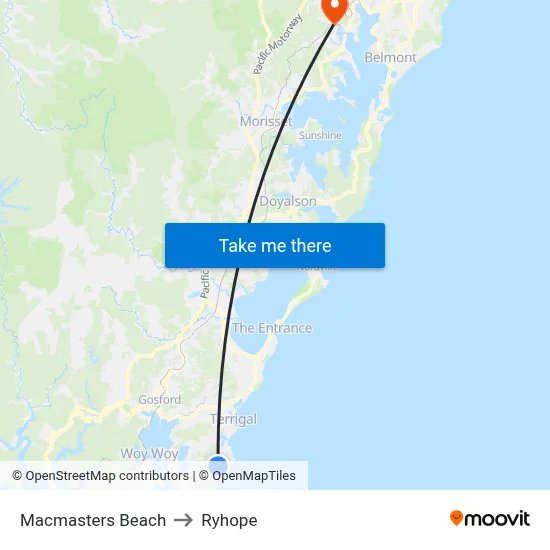 Macmasters Beach to Ryhope map