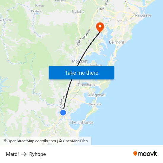 Mardi to Ryhope map