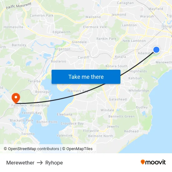 Merewether to Ryhope map