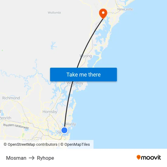 Mosman to Ryhope map