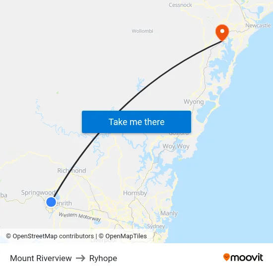 Mount Riverview to Ryhope map