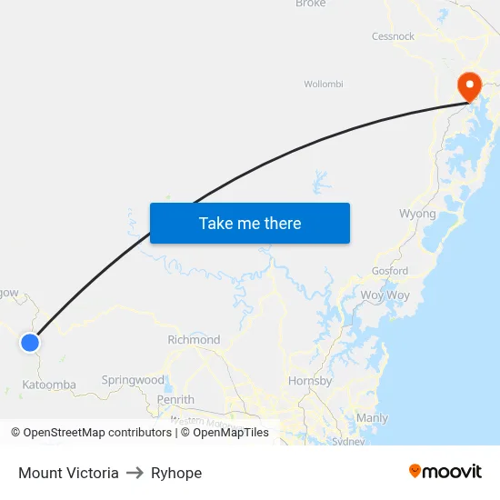 Mount Victoria to Ryhope map