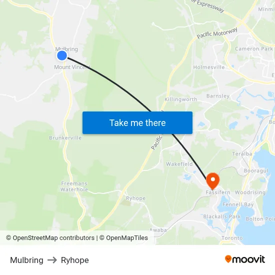 Mulbring to Ryhope map