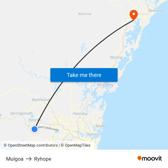 Mulgoa to Ryhope map