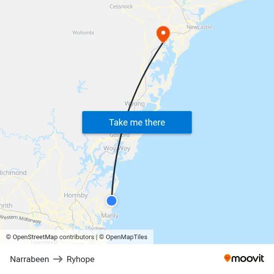 Narrabeen to Ryhope map