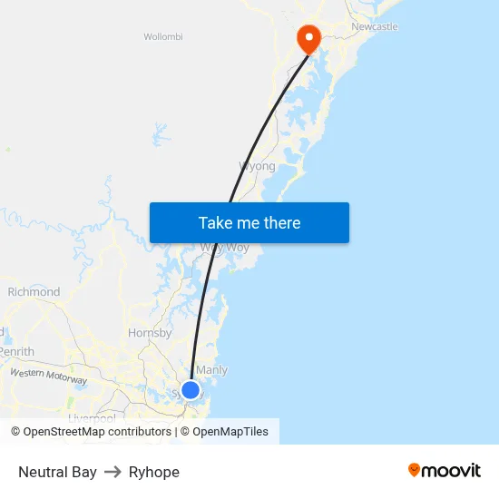 Neutral Bay to Ryhope map