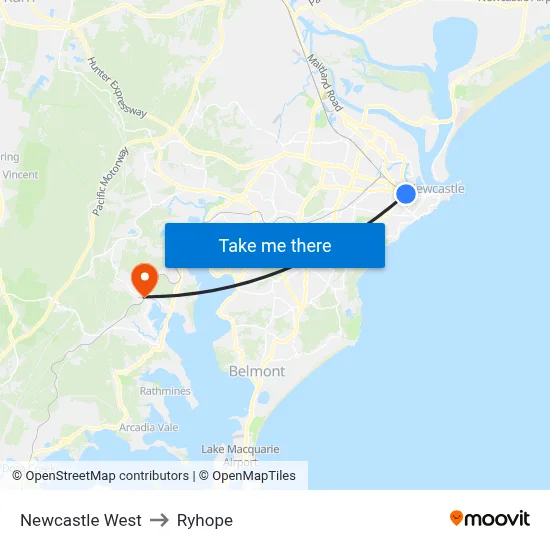 Newcastle West to Ryhope map
