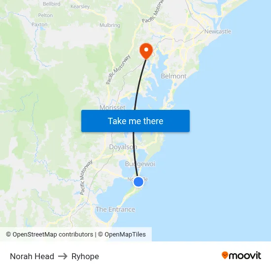 Norah Head to Ryhope map