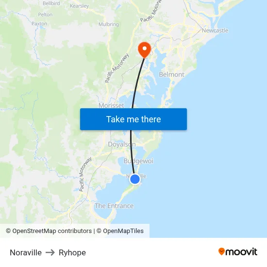 Noraville to Ryhope map