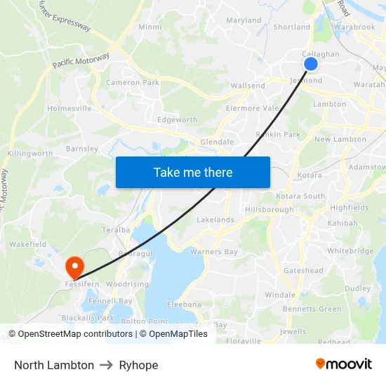 North Lambton to Ryhope map