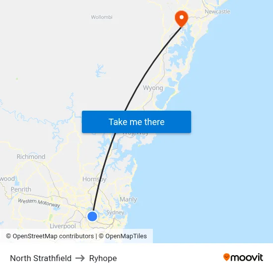 North Strathfield to Ryhope map