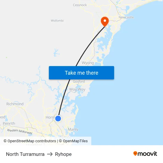 North Turramurra to Ryhope map