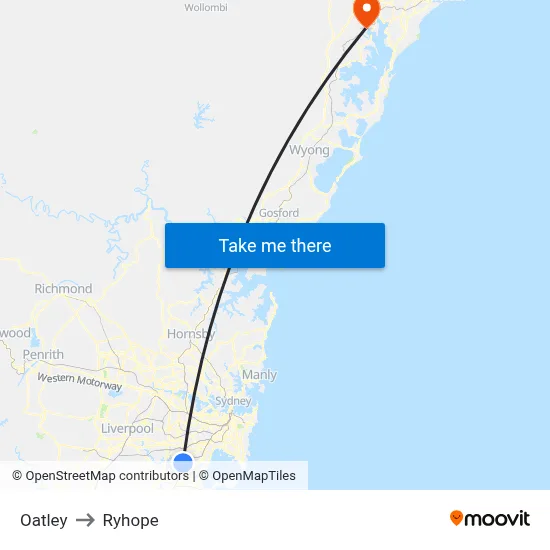 Oatley to Ryhope map