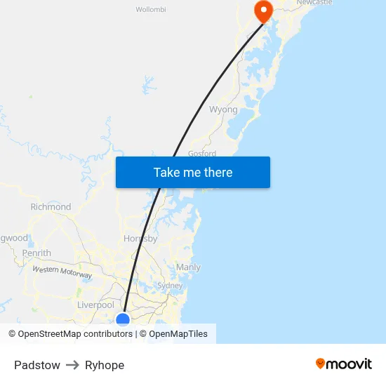 Padstow to Ryhope map