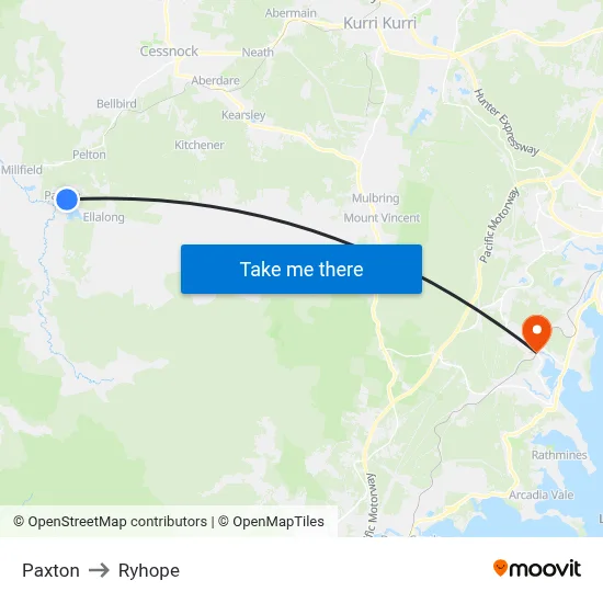 Paxton to Ryhope map