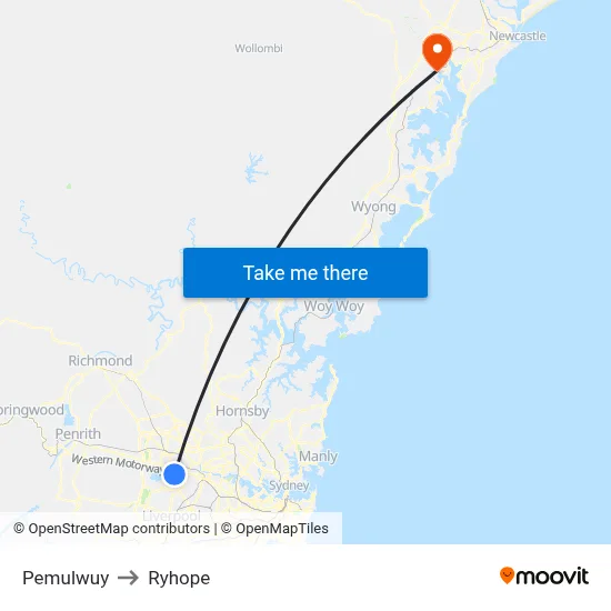 Pemulwuy to Ryhope map