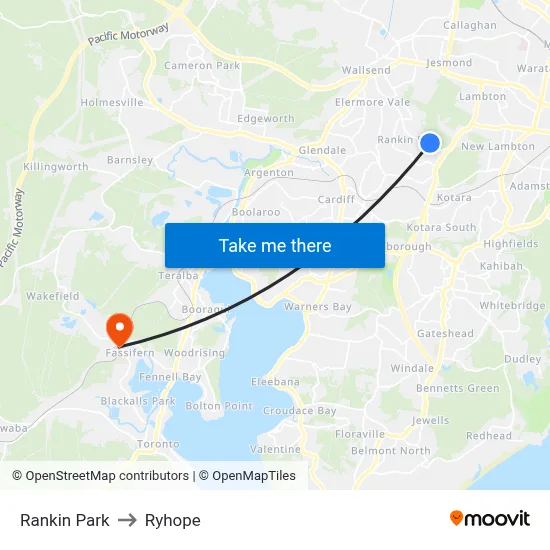 Rankin Park to Ryhope map