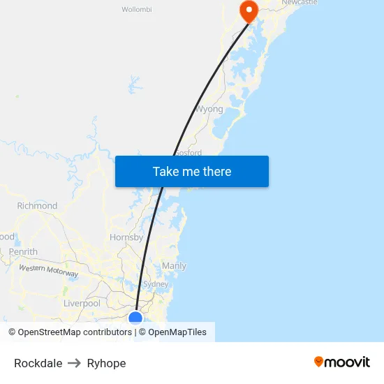 Rockdale to Ryhope map