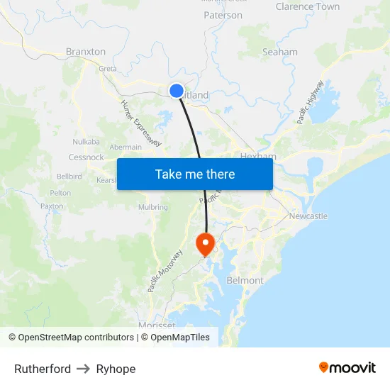 Rutherford to Ryhope map