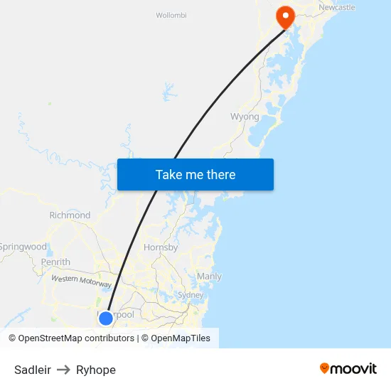 Sadleir to Ryhope map