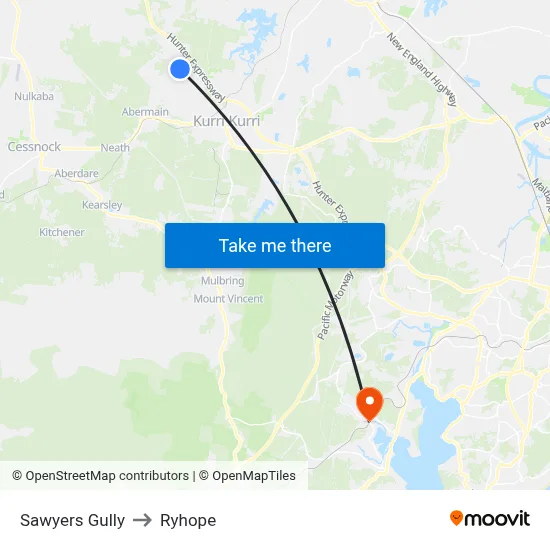Sawyers Gully to Ryhope map