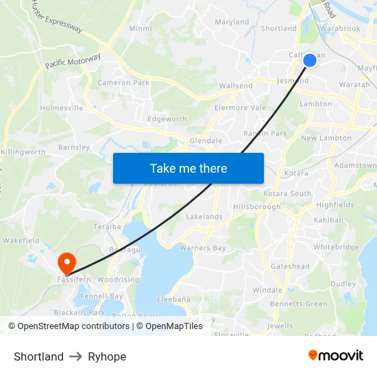 Shortland to Ryhope map