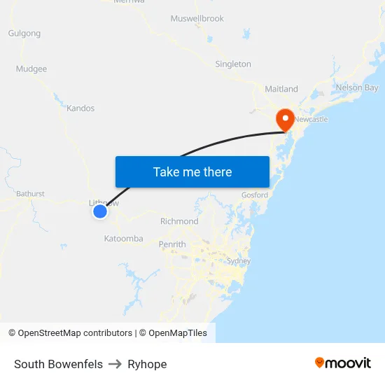 South Bowenfels to Ryhope map