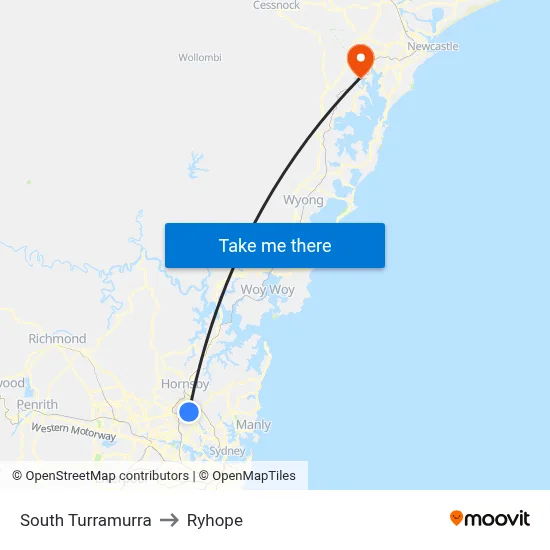 South Turramurra to Ryhope map