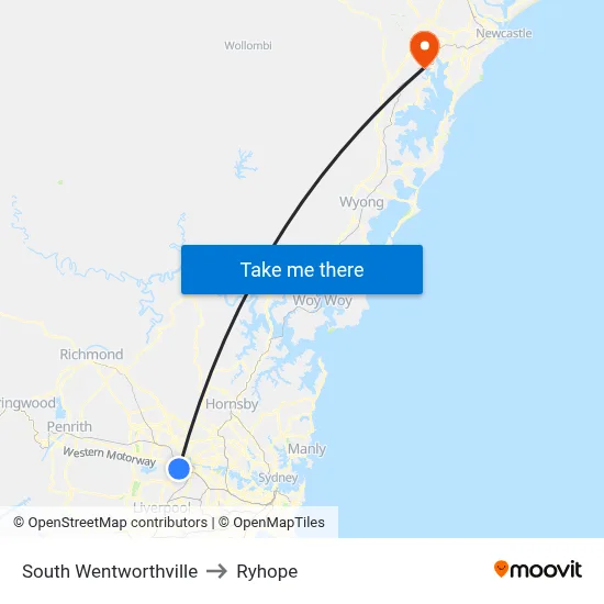 South Wentworthville to Ryhope map