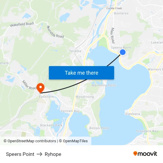 Speers Point to Ryhope map