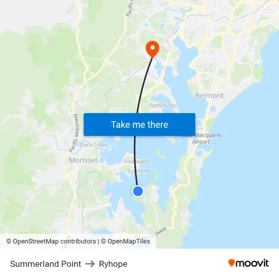 Summerland Point to Ryhope map