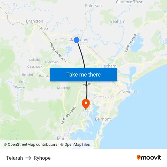 Telarah to Ryhope map