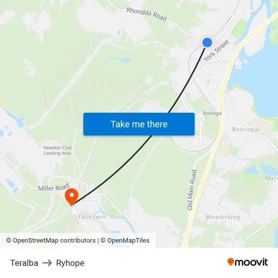 Teralba to Ryhope map