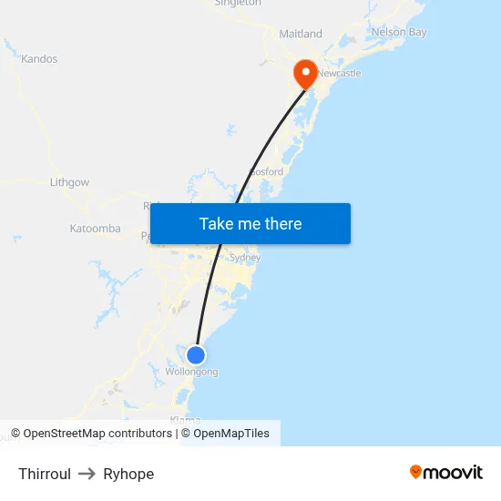 Thirroul to Ryhope map