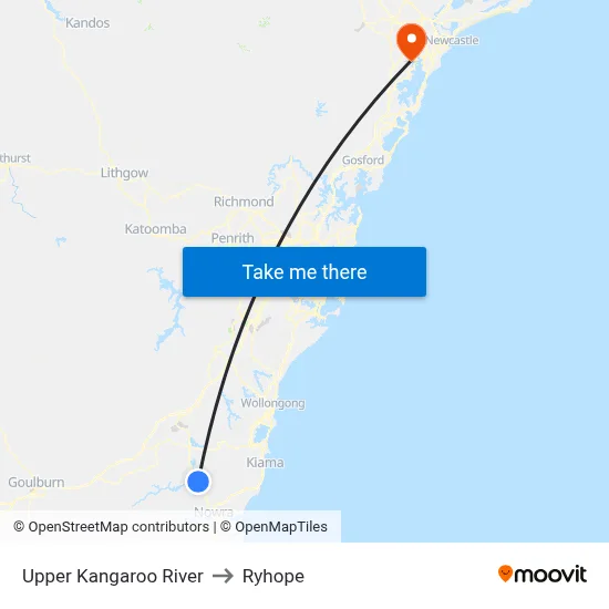 Upper Kangaroo River to Ryhope map