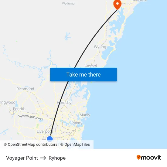 Voyager Point to Ryhope map