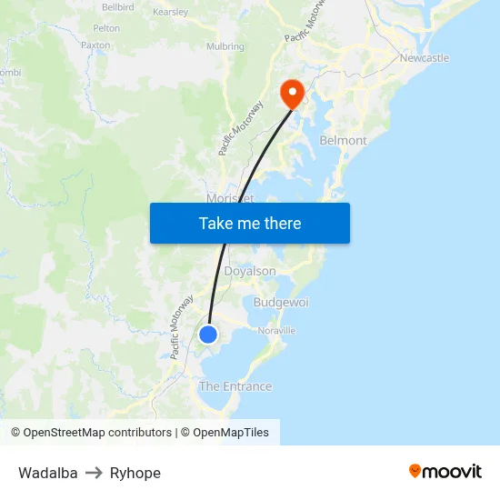 Wadalba to Ryhope map
