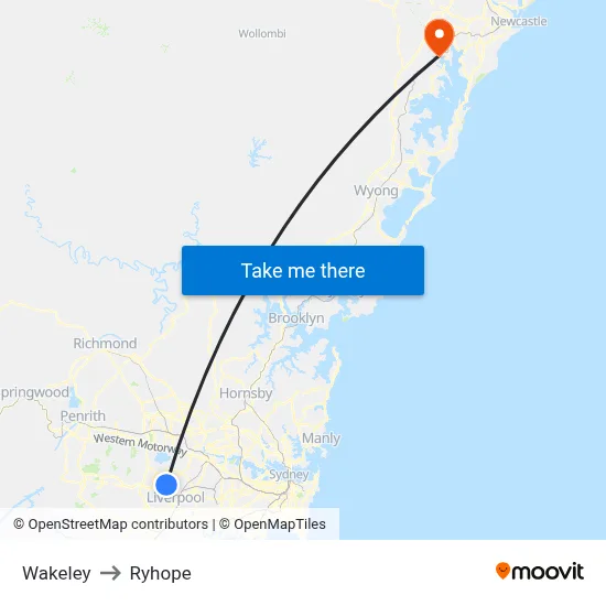Wakeley to Ryhope map