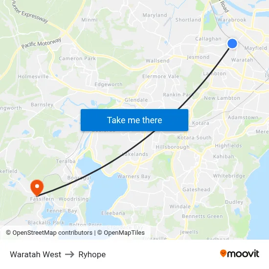 Waratah West to Ryhope map