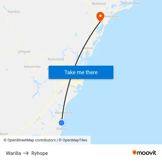 Warilla to Ryhope map