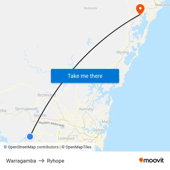 Warragamba to Ryhope map