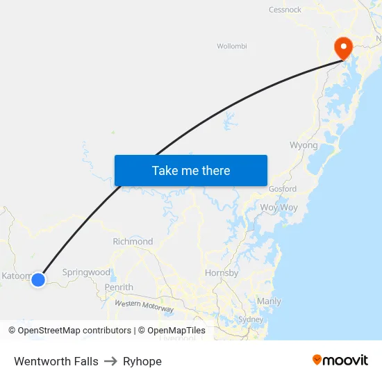 Wentworth Falls to Ryhope map