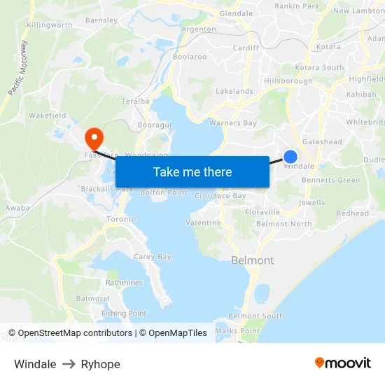 Windale to Ryhope map