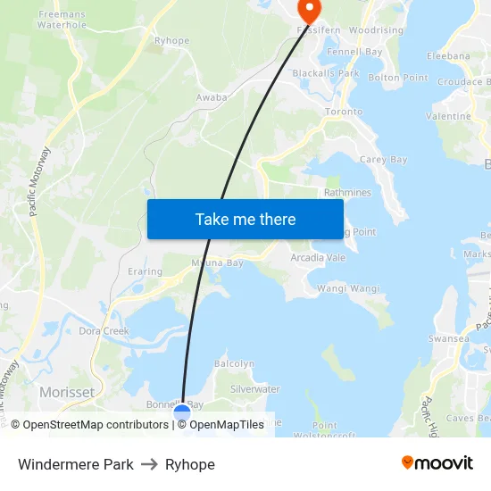 Windermere Park to Ryhope map