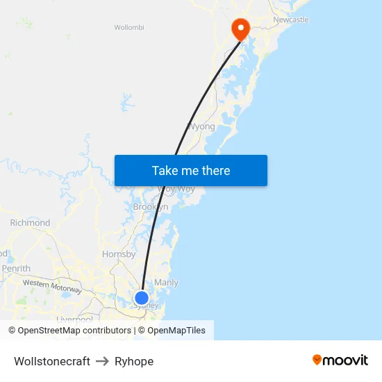 Wollstonecraft to Ryhope map
