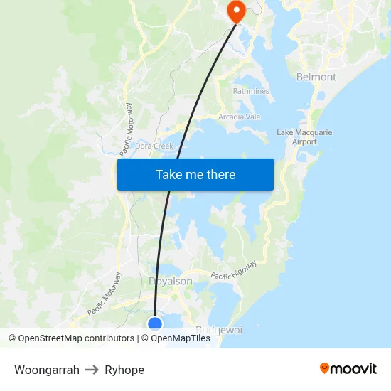 Woongarrah to Ryhope map