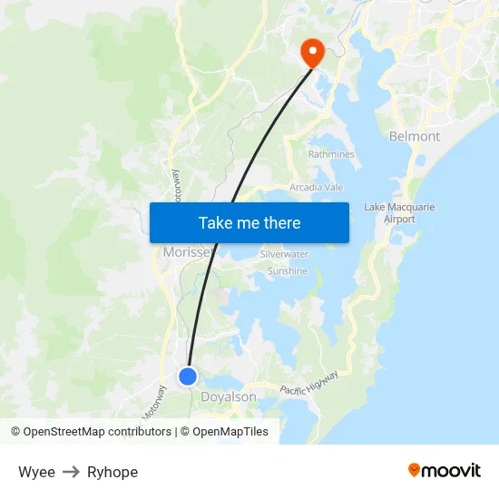 Wyee to Ryhope map
