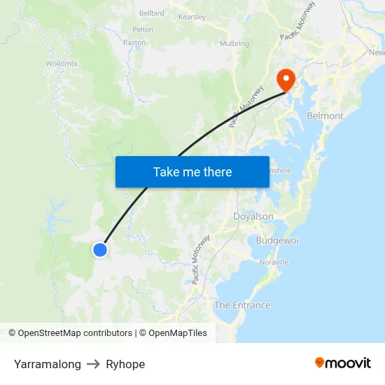 Yarramalong to Ryhope map